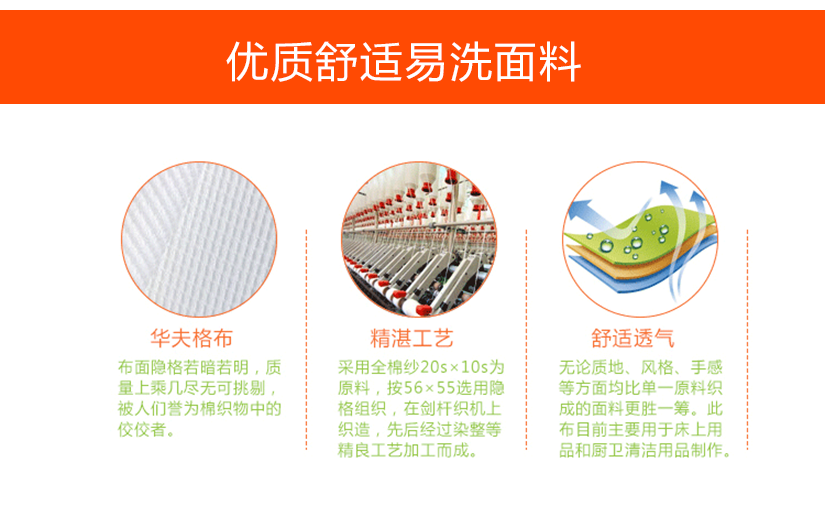 優質舒適易洗面料