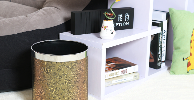 復古花紋雙層阻燃垃圾桶，款式新穎，優雅高貴