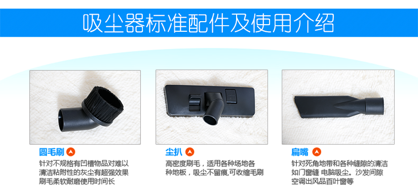 吸塵器的標準備件和使用介紹